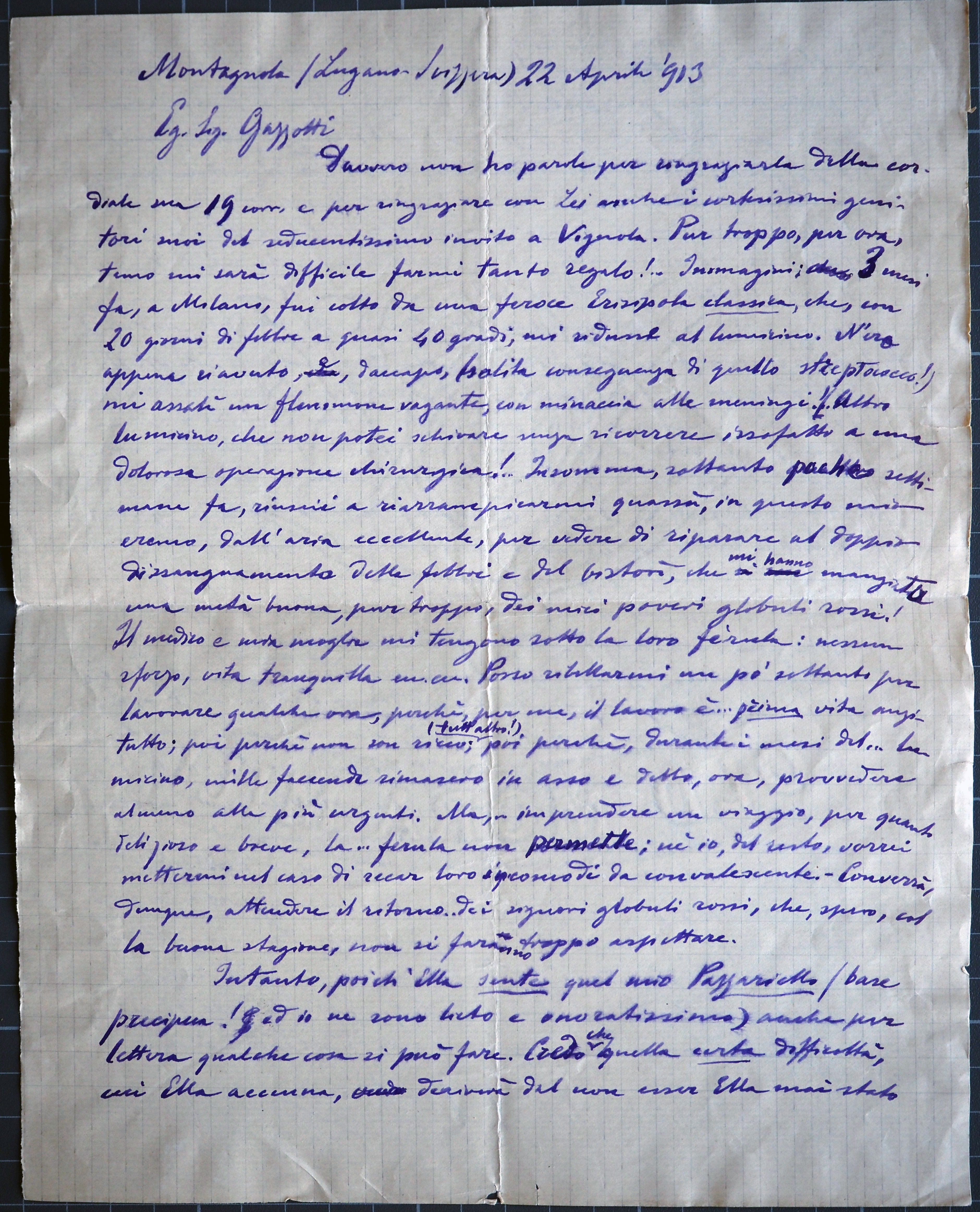Lettera del 22 Aprile 1913, pagina 1