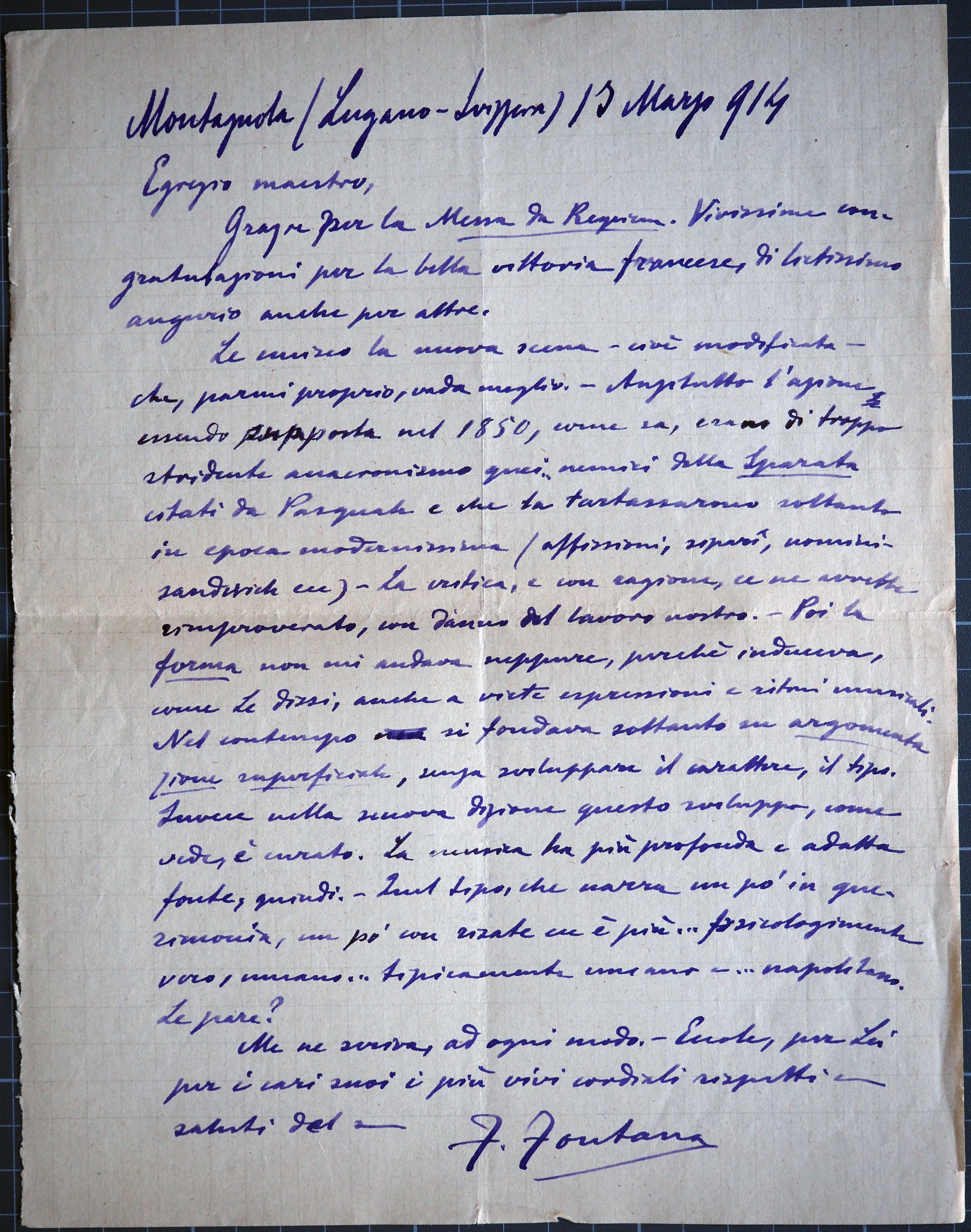 Lettera del 17 Marzo 1914, pagina 1